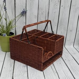 Tabletop Cutlery Organizer Wicker Basket